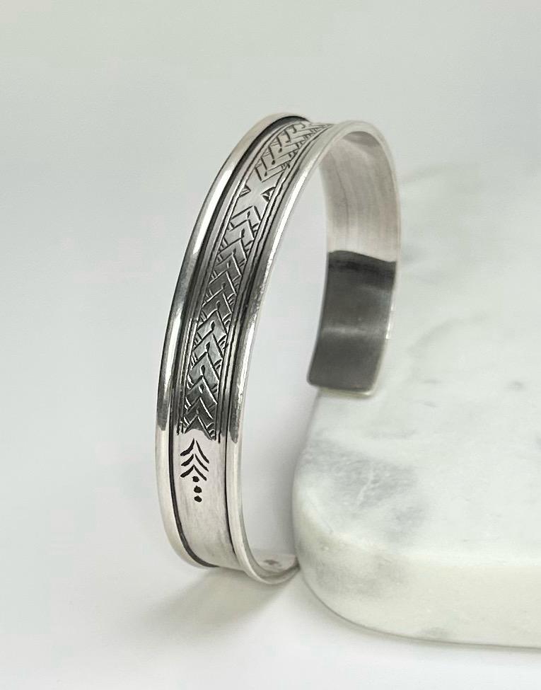 Lelli - Amazigh Engraved Silver Cuff Bracelet