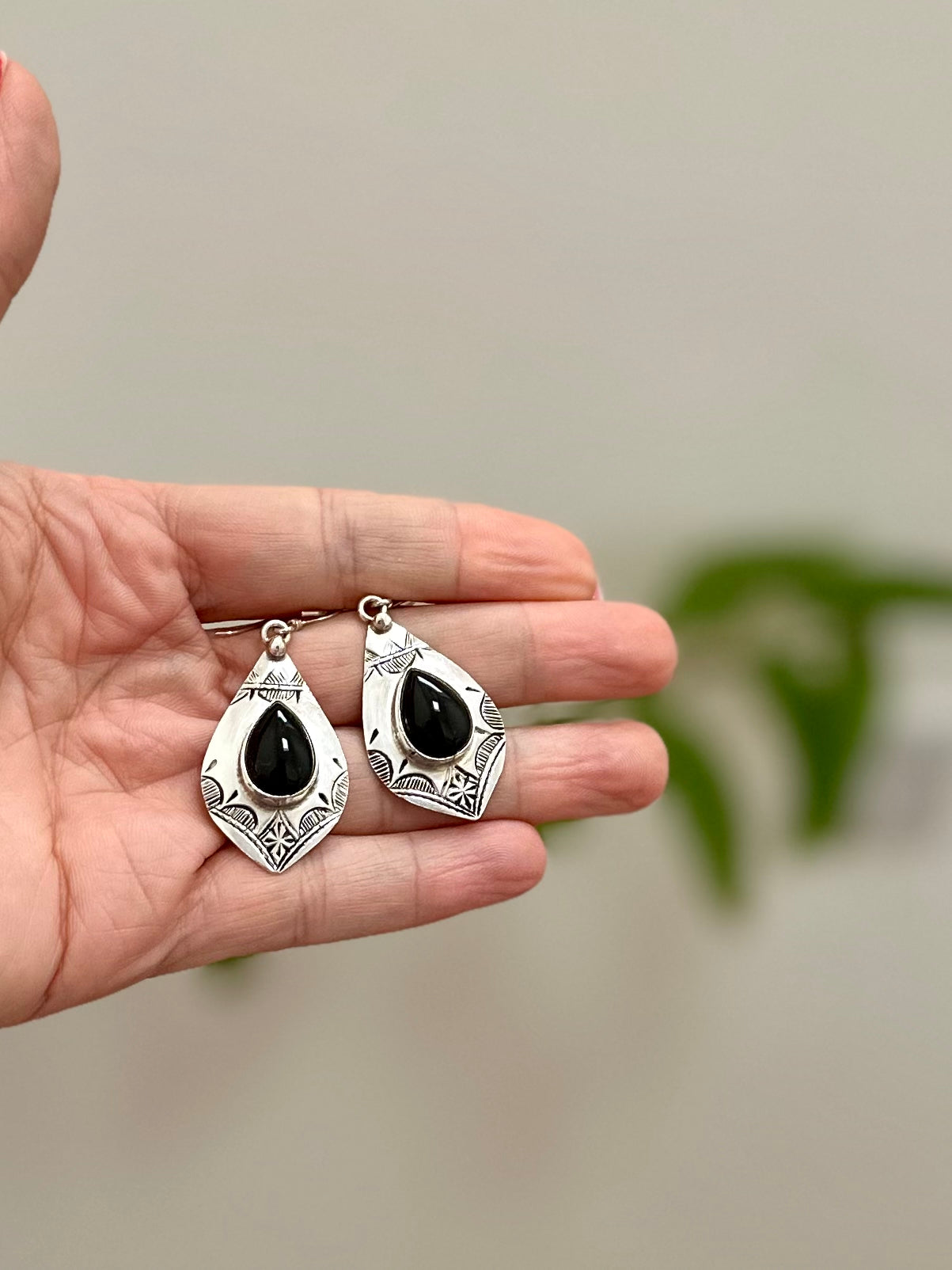 Yamina - Amazigh Engraved Teardrop Earrings