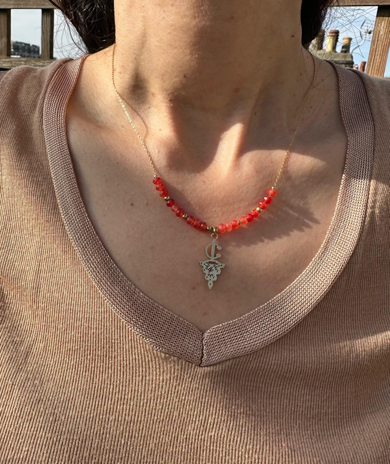 Maisa - Amazigh-Inspired Necklace with Fibula and Pearls