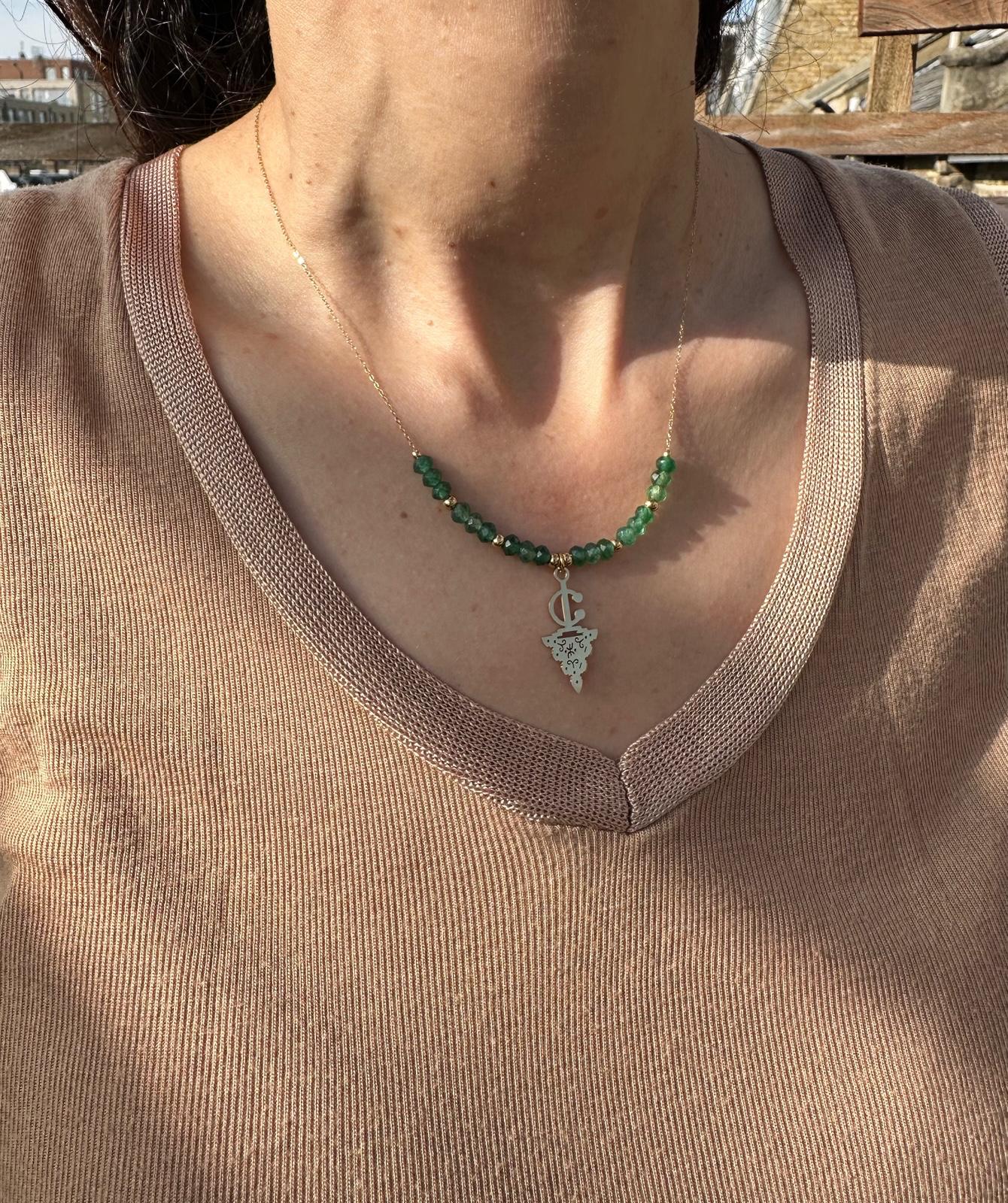 Maisa - Amazigh-Inspired Necklace with Fibula and Pearls
