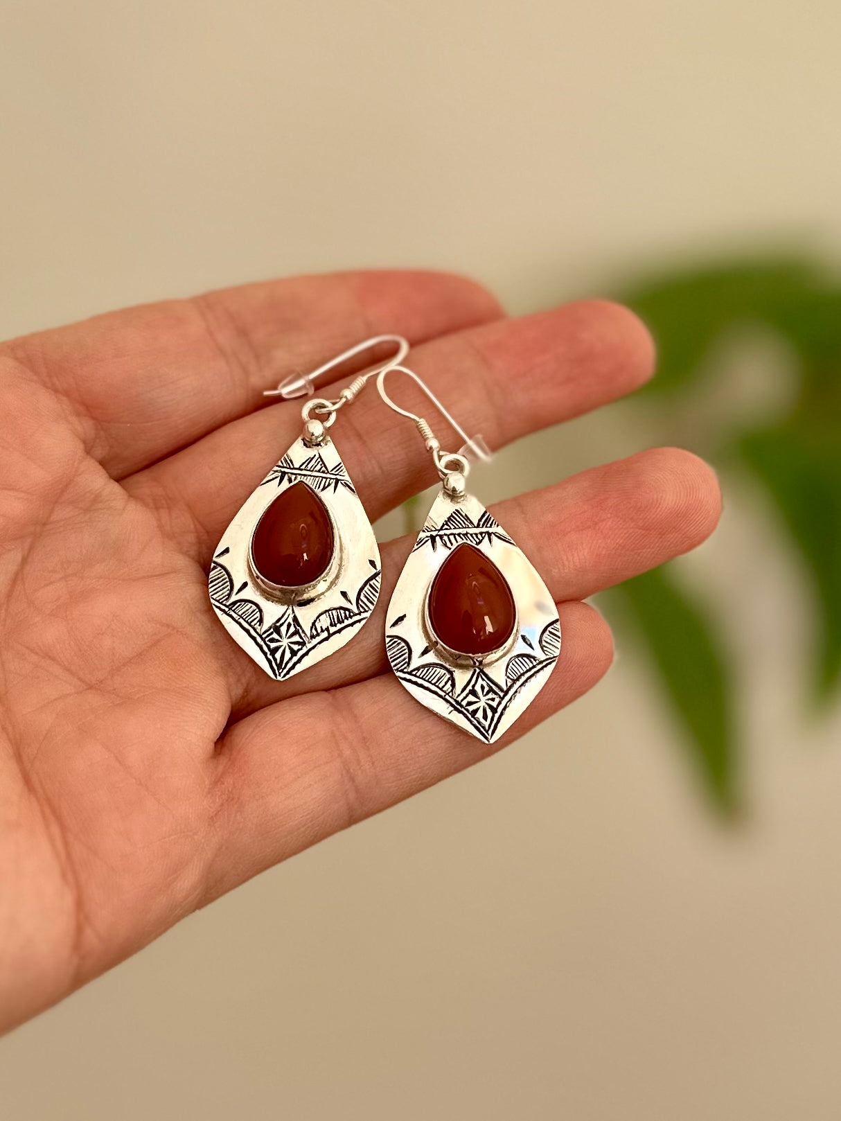 Yamina - Amazigh Engraved Teardrop Earrings