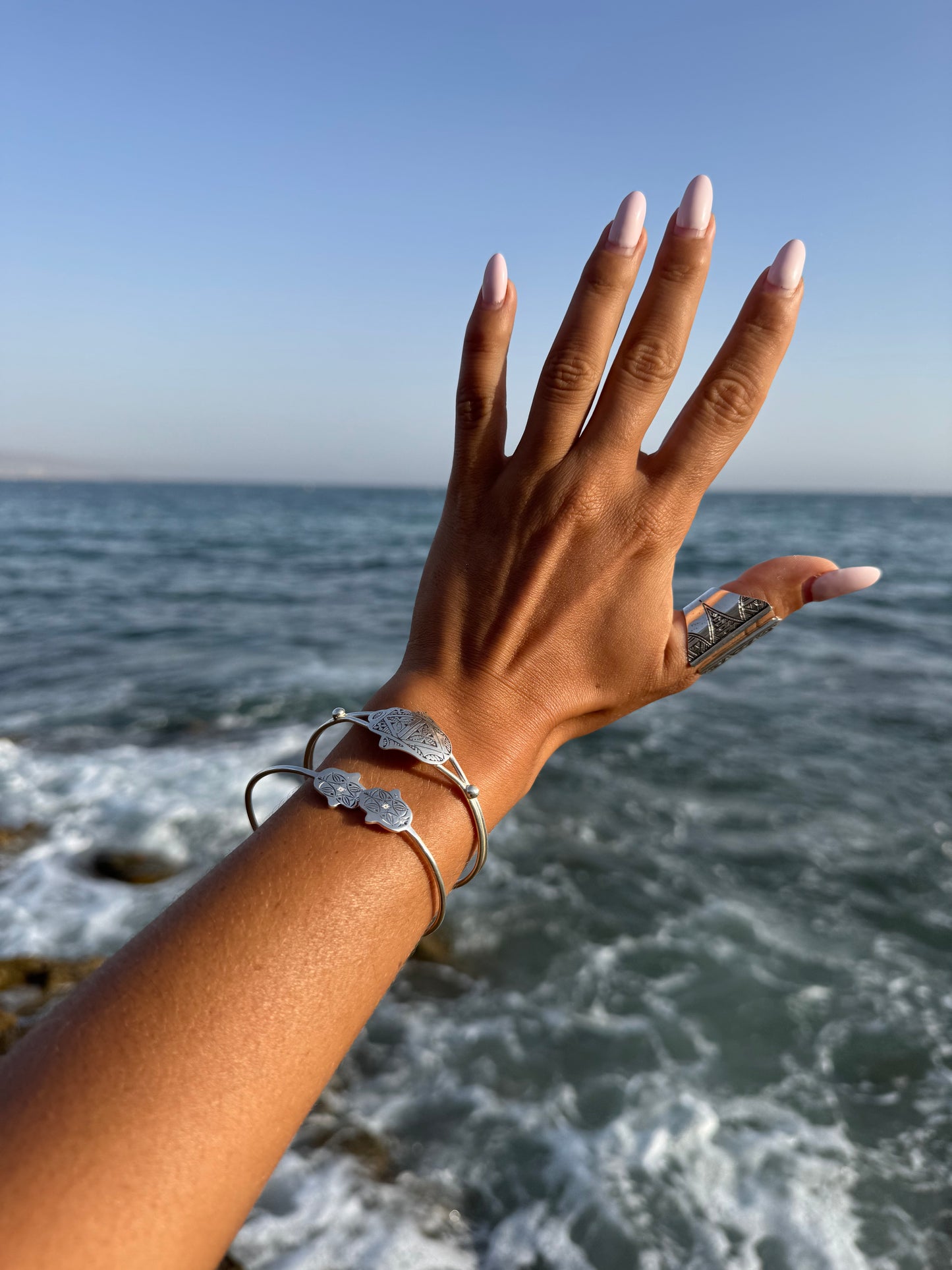 Fatma – Amazigh Hamsa Silver Bracelet 2025