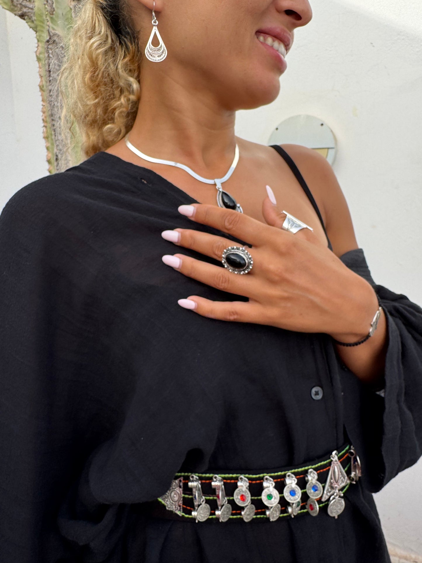 Tarra - Amazigh Silver Ring with Onyx