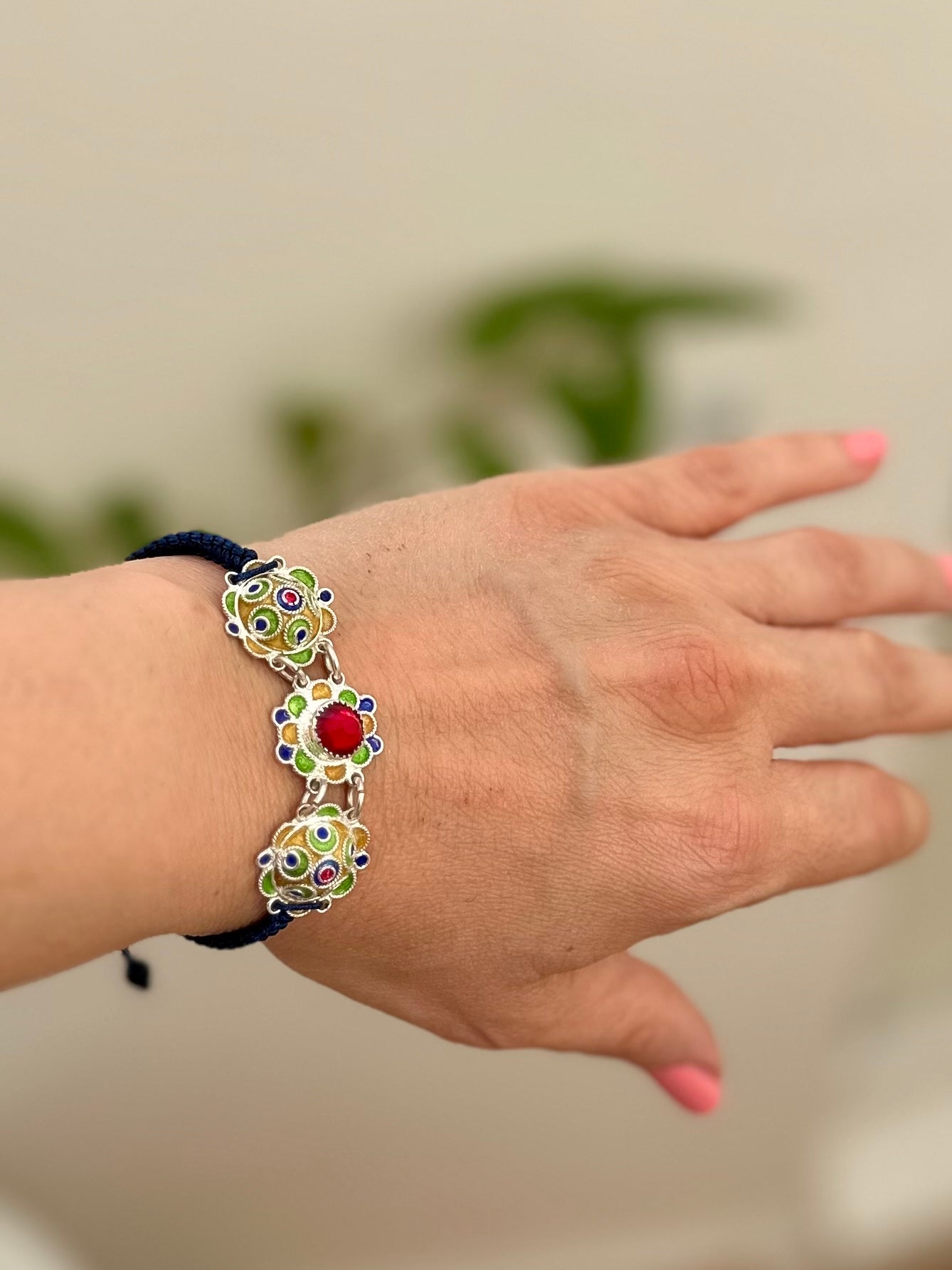 Mina - Amazigh Cord Bracelet with Enamel