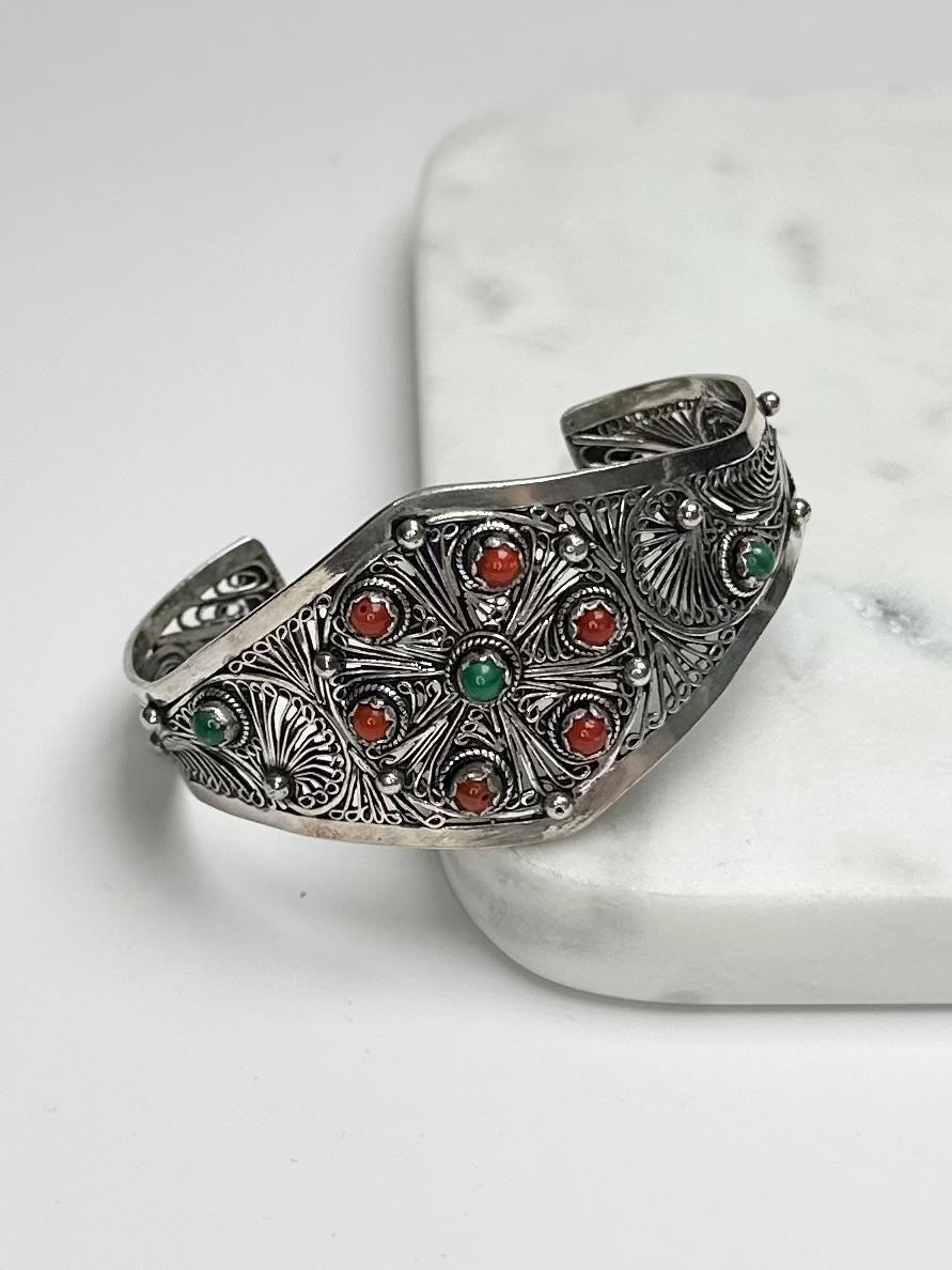 Mira - Amazigh Ornate Silver Cuff Bracelet
