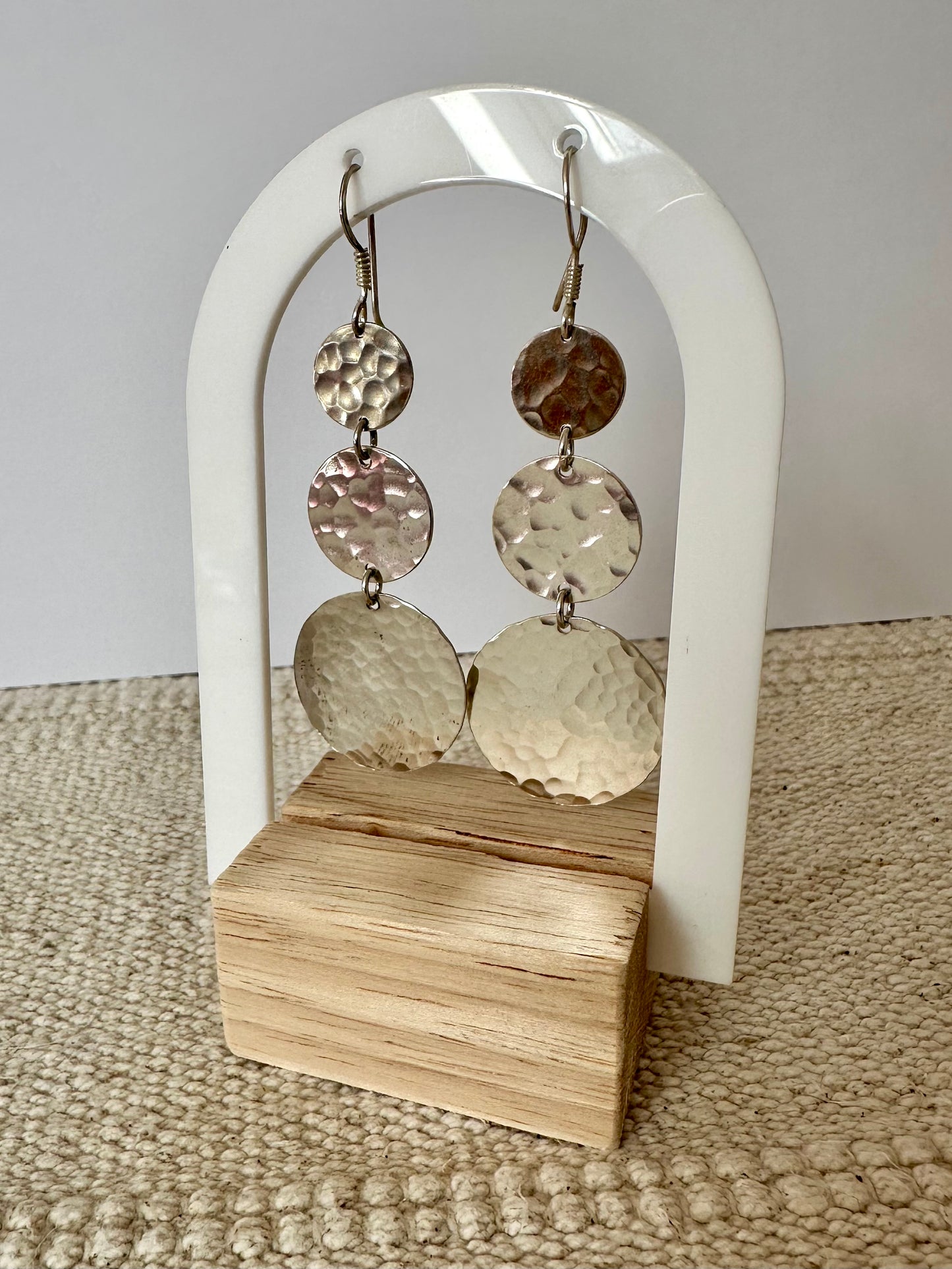 Nourhan - Amazigh Hammered Silver Drop Earrings