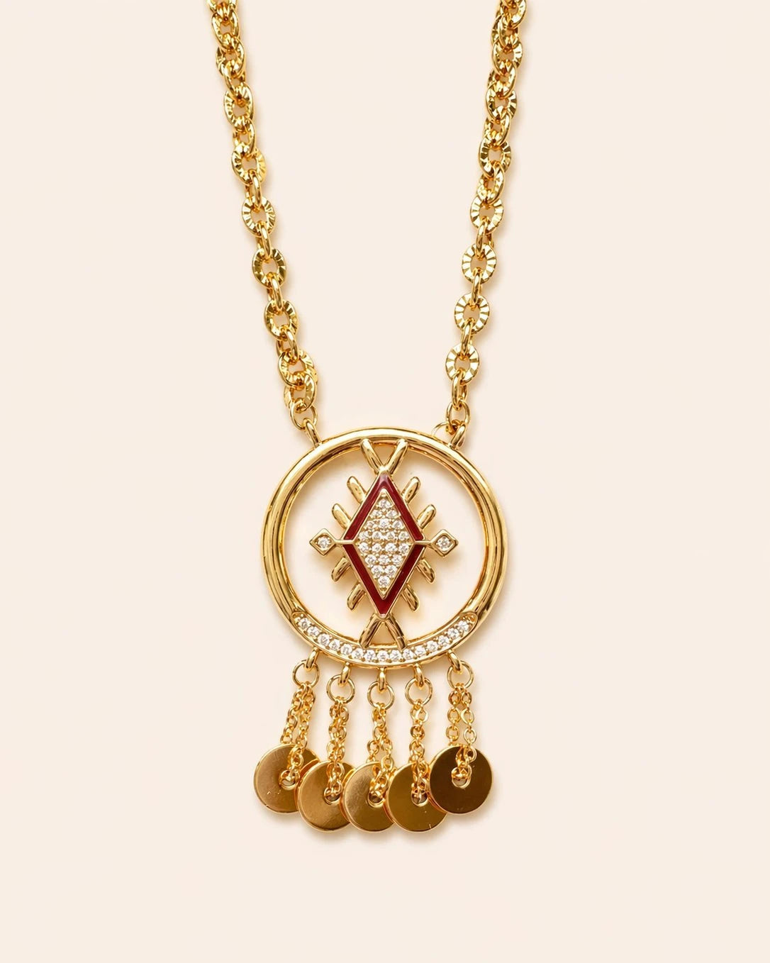 Collier Sautoir Lalla Doré – "Statement" Amazigh en Acier Inoxydable