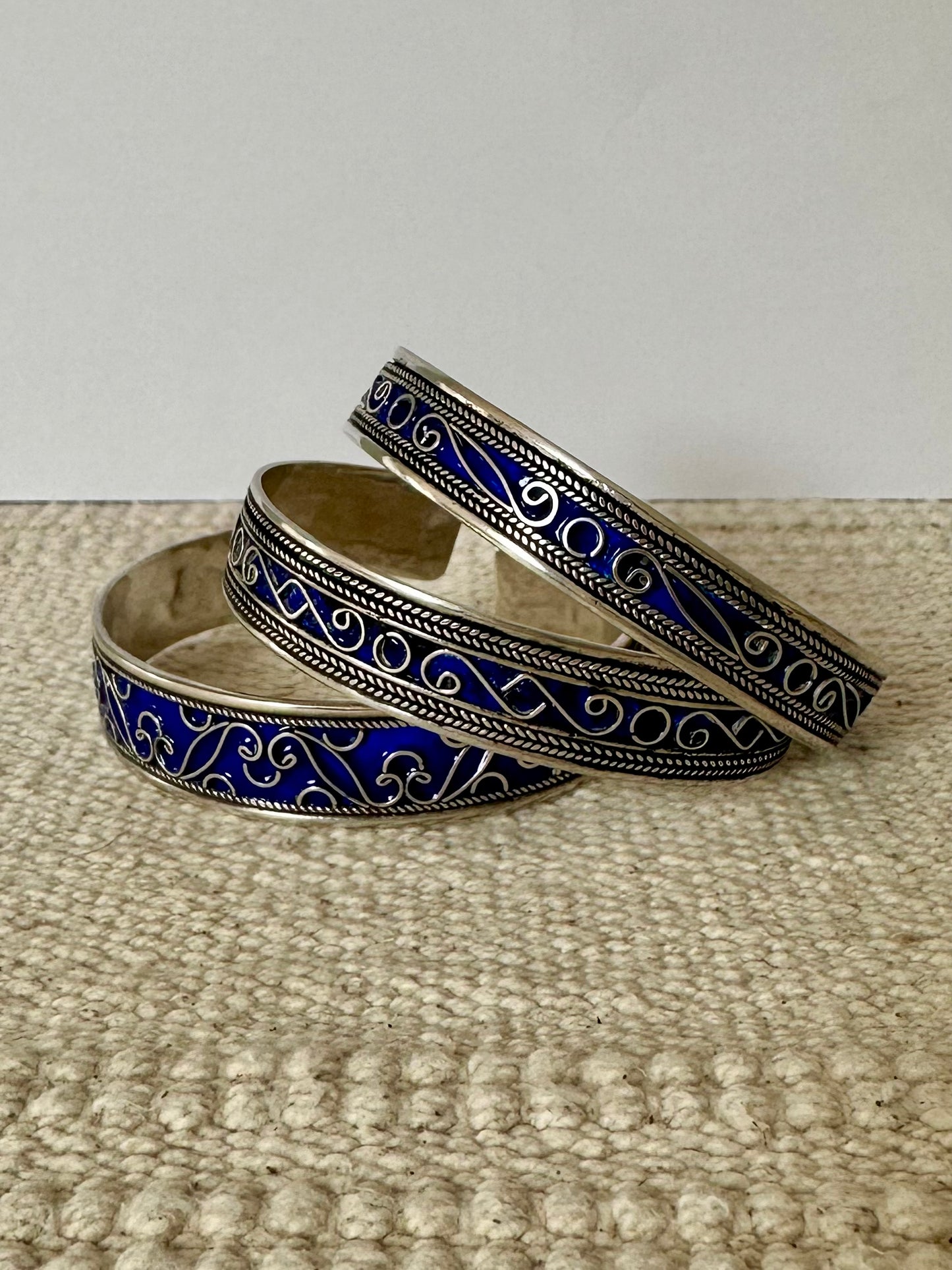 Tafila - Amazigh Blue Enamel Silver Bracelet