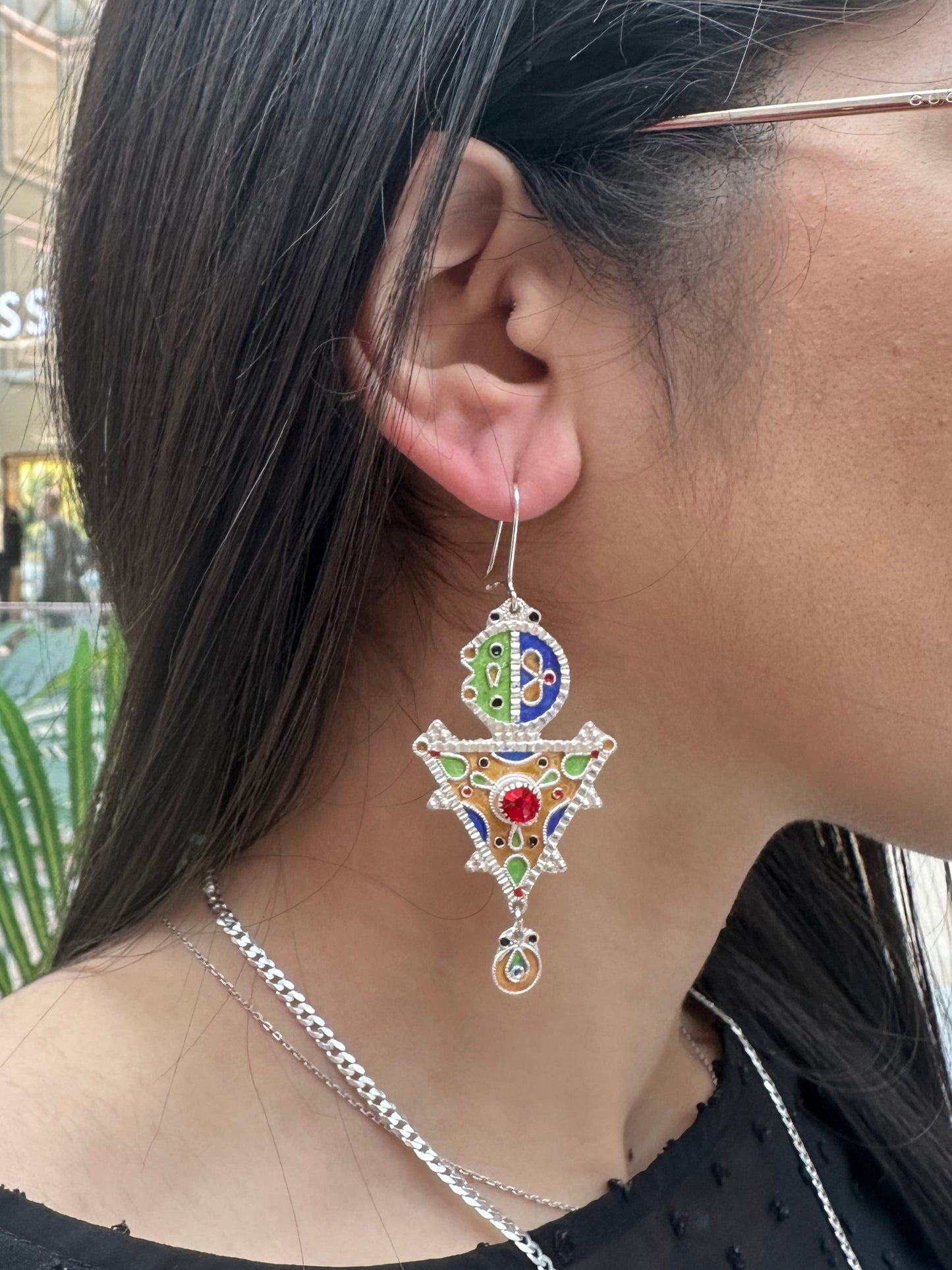 Tazerzit - Amazigh Fibula Enamel Earrings
