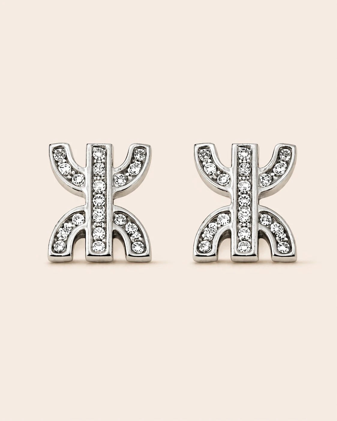 Titem Yaz Silver Earrings – Amazigh Symbol Studs with Sparkle Finish