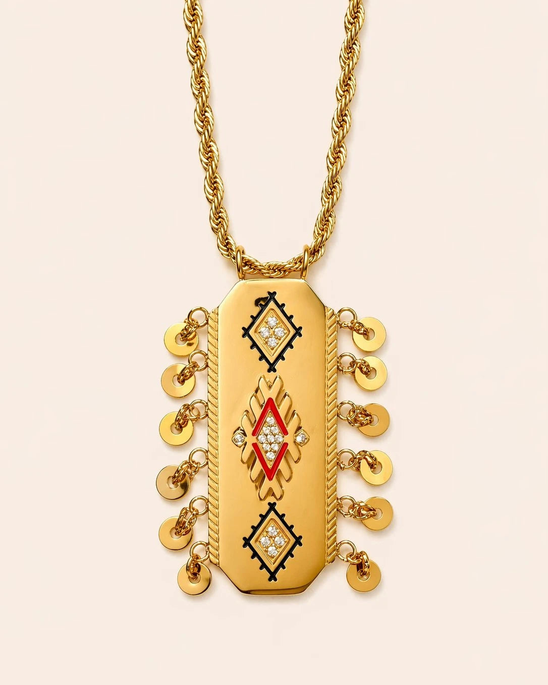 Collier Statement Tideri Doré – Triple Losange Amazigh