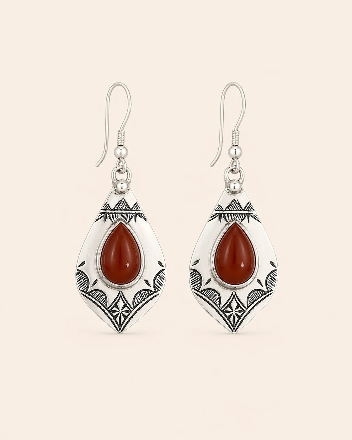 Yamina - Amazigh Engraved Teardrop Earrings