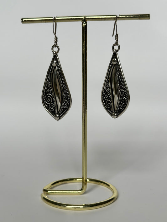 Anya - Amazigh Teardrop Silver Dangle Earrings