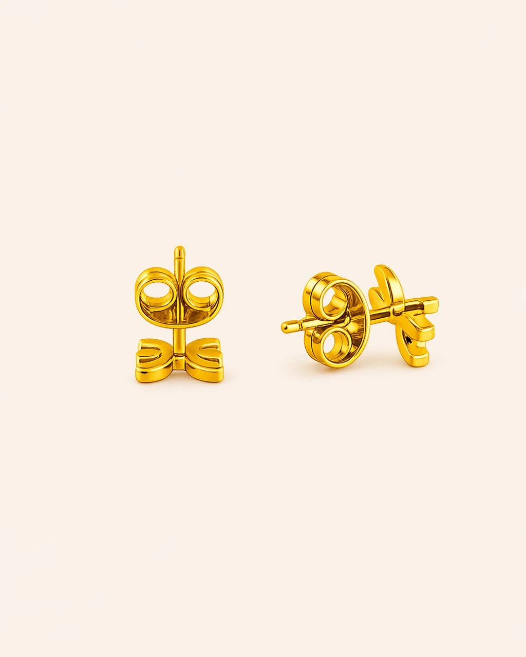 Azura Yaz stud earrings in gold plating, featuring the Tifinagh Yaz symbol for freedom and Amazigh identity.