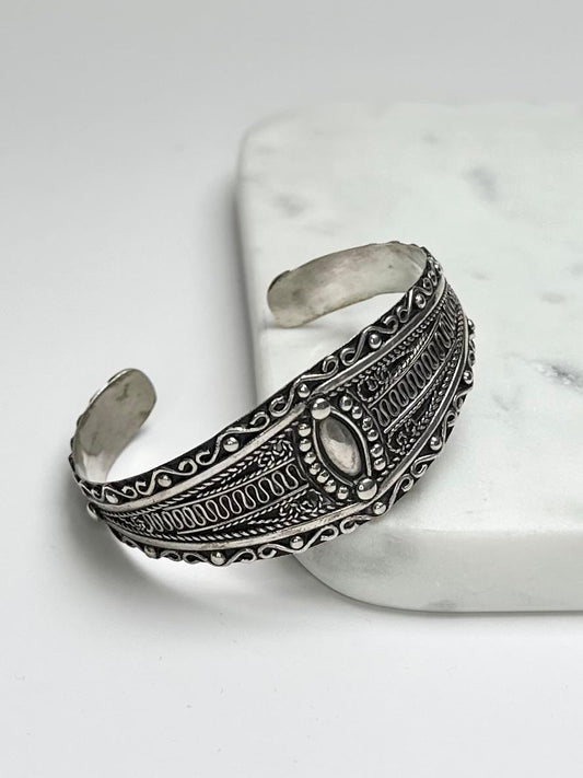 Biti - Amazigh Ornate Silver Cuff Bracelet