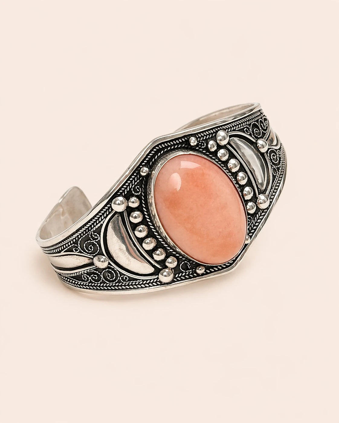 Dasin – Bracelet Amazigh en Argent avec Pierre Pêche