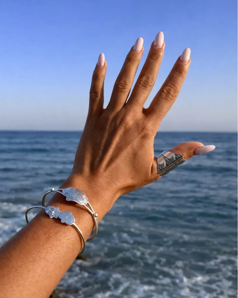 Fatma Handcrafted Moroccan Silver Bracelet – Authentic Amazigh Hamsa Jewellery