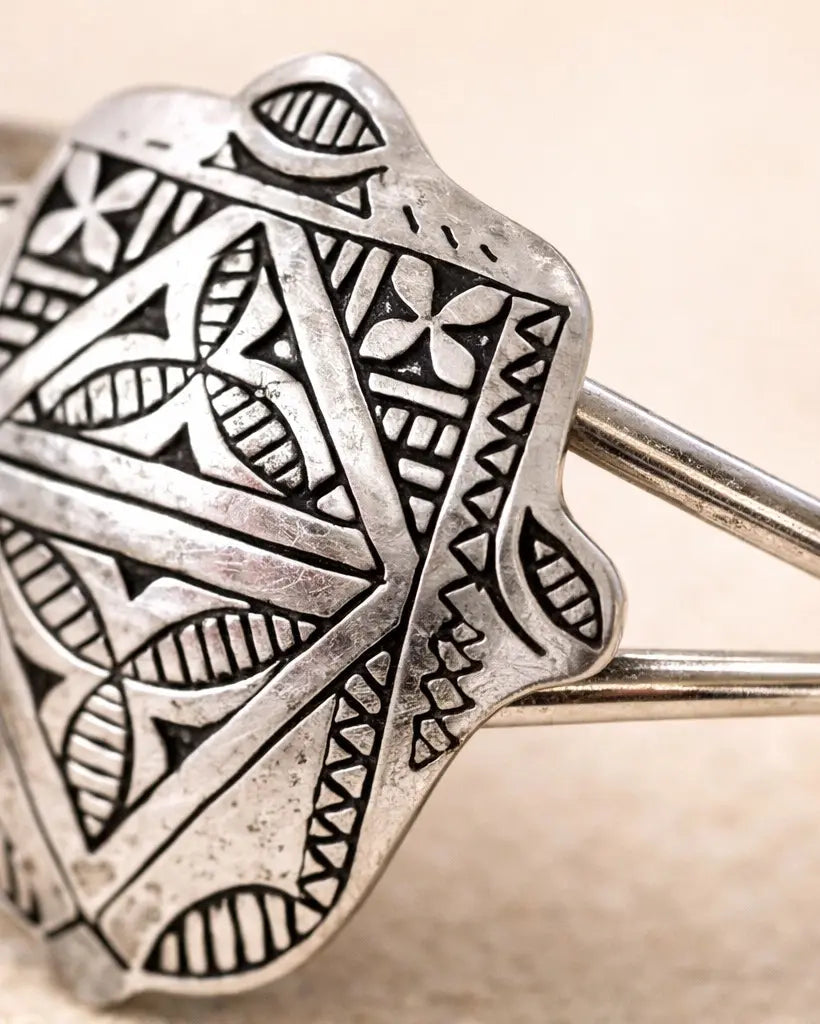 Fatma Handcrafted Moroccan Silver Bracelet – Authentic Amazigh Hamsa Jewellery