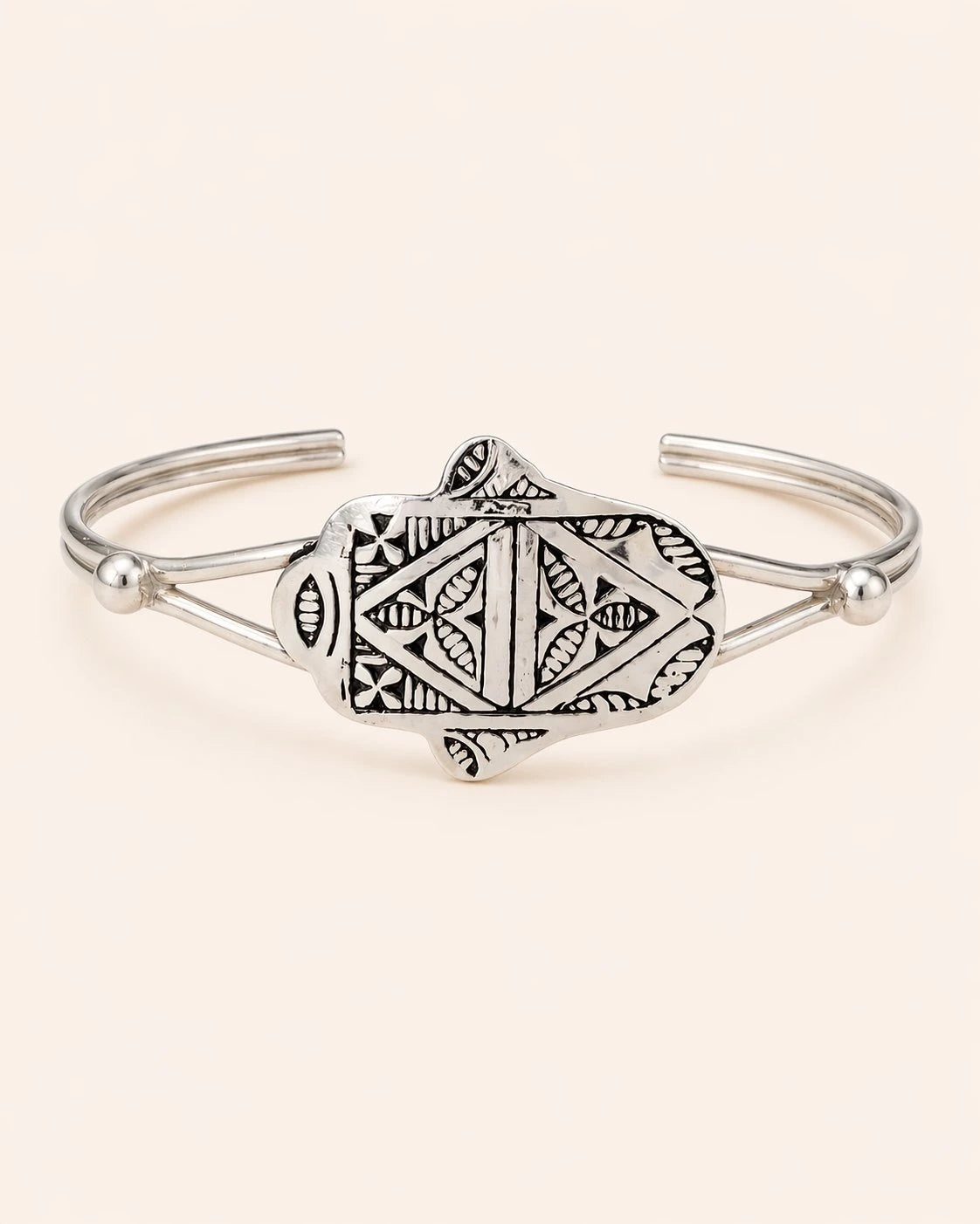 Fatma Handcrafted Moroccan Silver Bracelet – Authentic Amazigh Hamsa Jewellery
