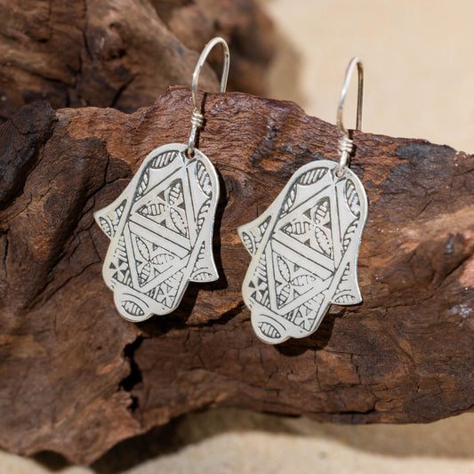 Fatma - Amazigh Hamsa Silver Earrings