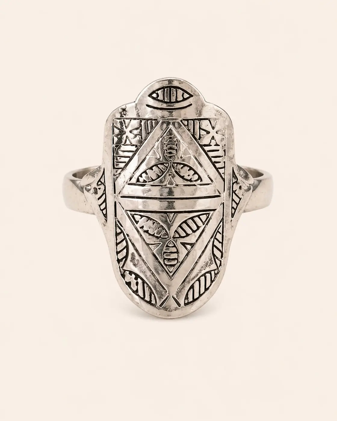 Bague Fatma en Argent Amazigh – Anneau Ajustable en Argent Marocain Artisanal