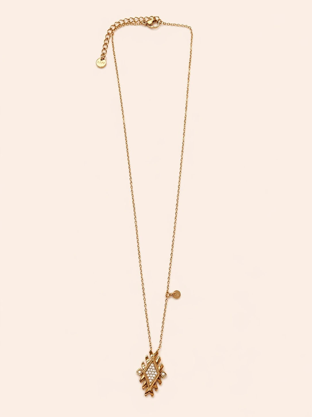 Tanit Gold-Tone Lozenge Necklace – Stainless Steel Amazigh Statement