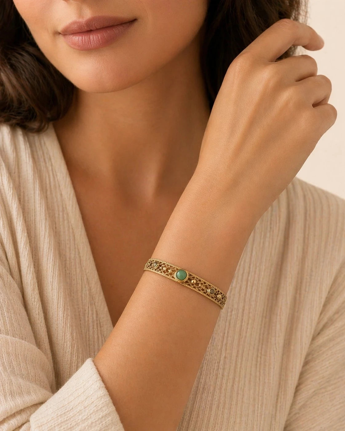 Mona – Bracelet en Acier Inoxydable Inspiré Amazigh