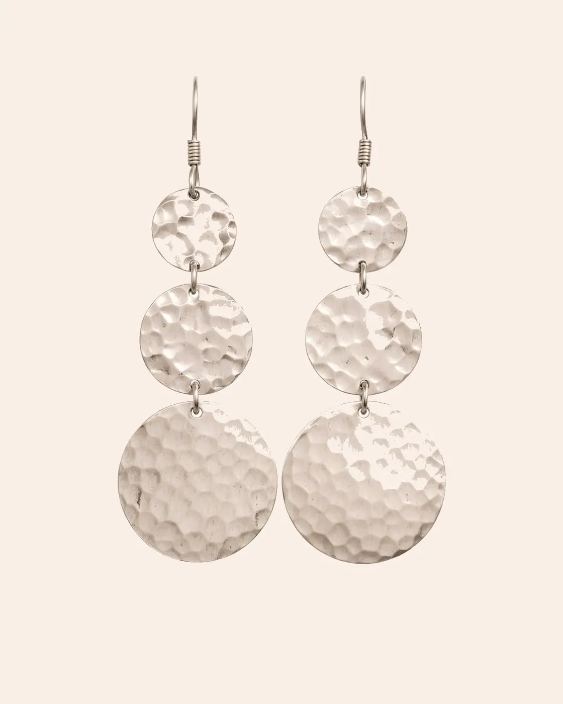 Nourhan Amazigh Hammered Silver Drop Earrings – Handmade Moroccan Silver