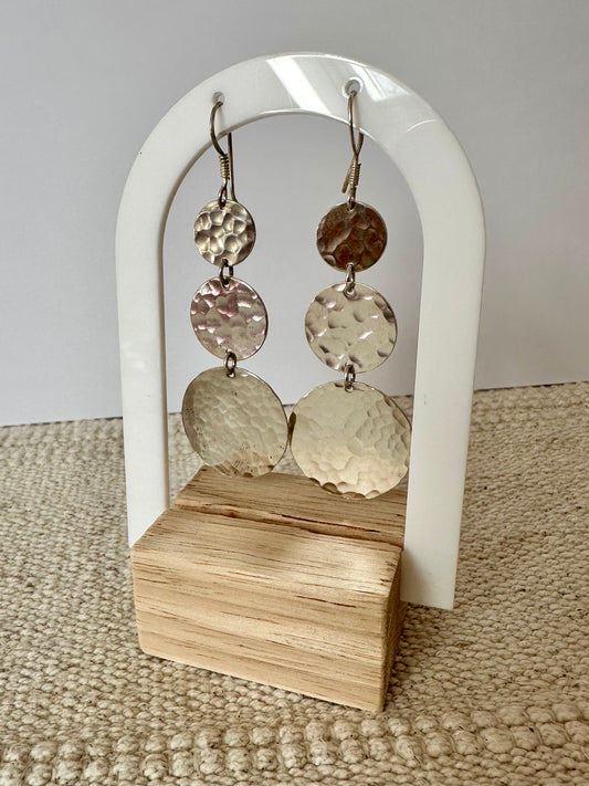 Nourhan - Amazigh Hammered Silver Drop Earrings