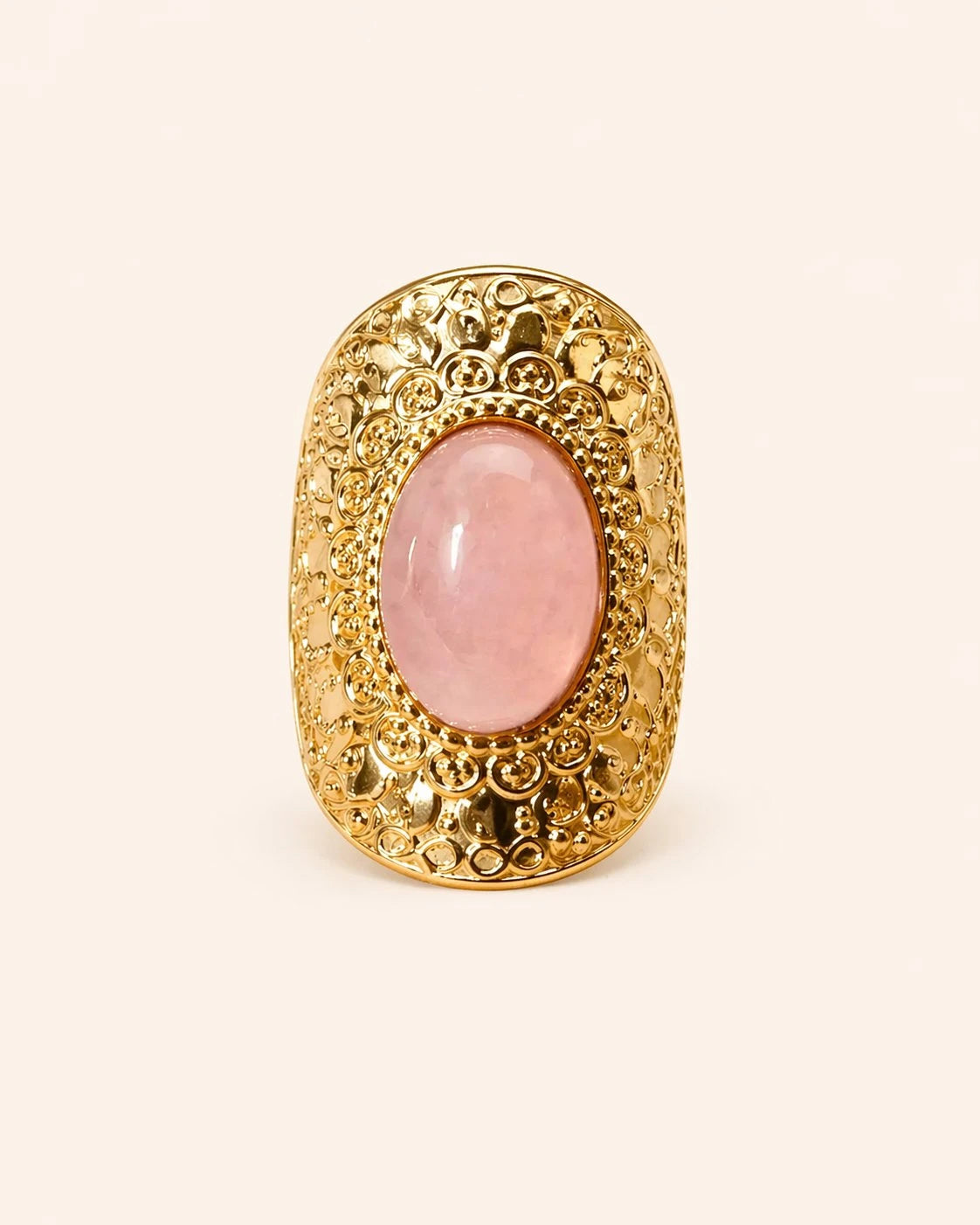 Salwa stainless steel bohemian ring with turquoise stone, antique silver finish.