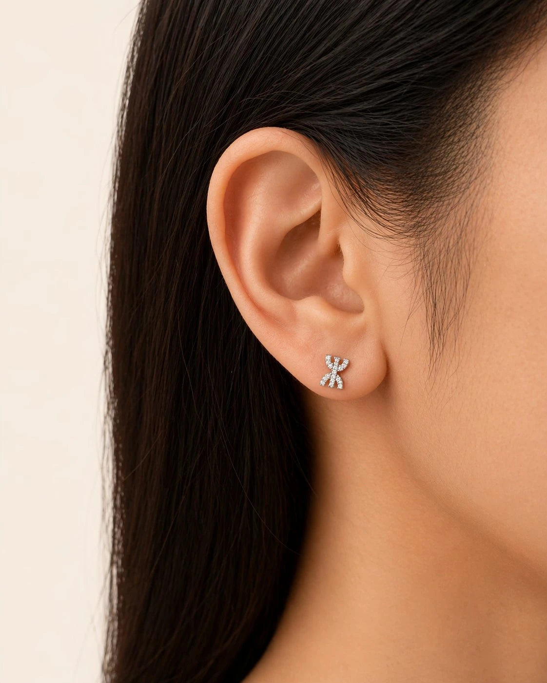 Tafat Yaz Earrings – Minimalist Gold or Silver Amazigh Symbol Studs