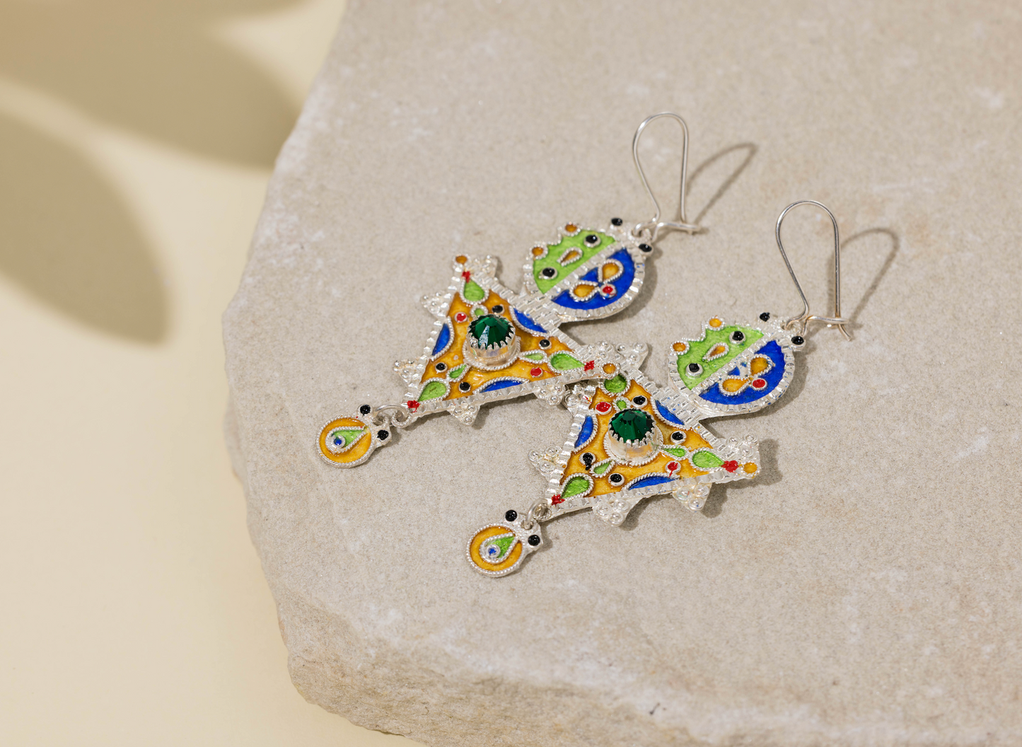 Tazerzit - Amazigh Fibula Enamel Earrings
