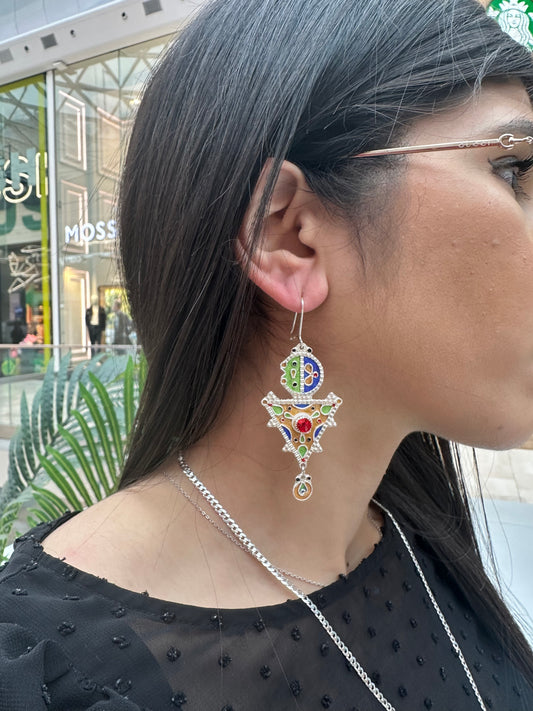 Tazerzit - Amazigh Fibula Enamel Earrings