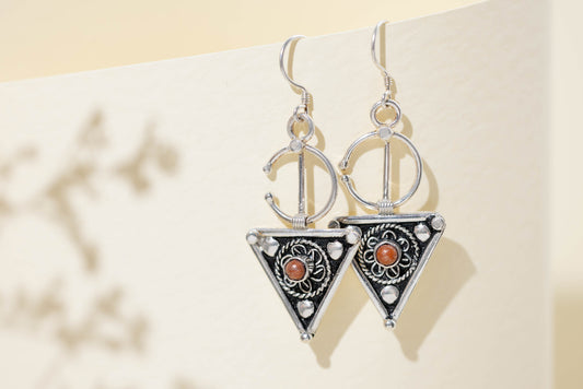 Tinufa - Amazigh Fibula Silver Earrings – Option, Design 3, 1, Material, Silver