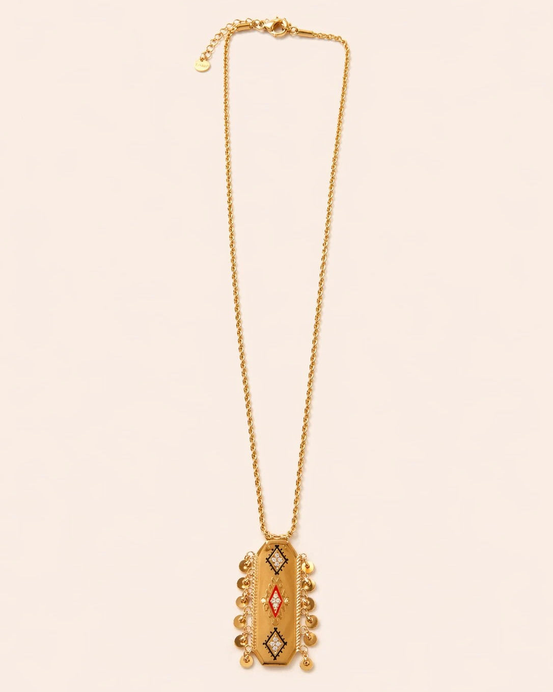 Tideri Gold-Tone Amazigh Statement Necklace – Triple Lozenge Iconic Piece