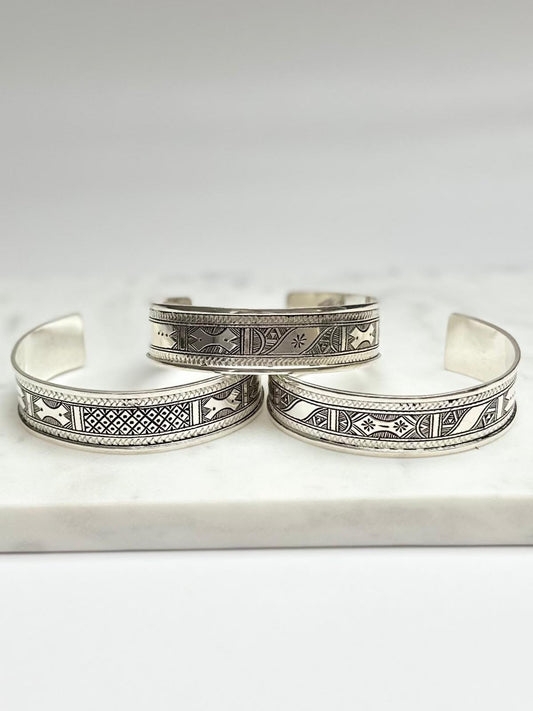 Tunaruz - Amazigh Silver Cuff Bracelet – Option, Design 1, 1