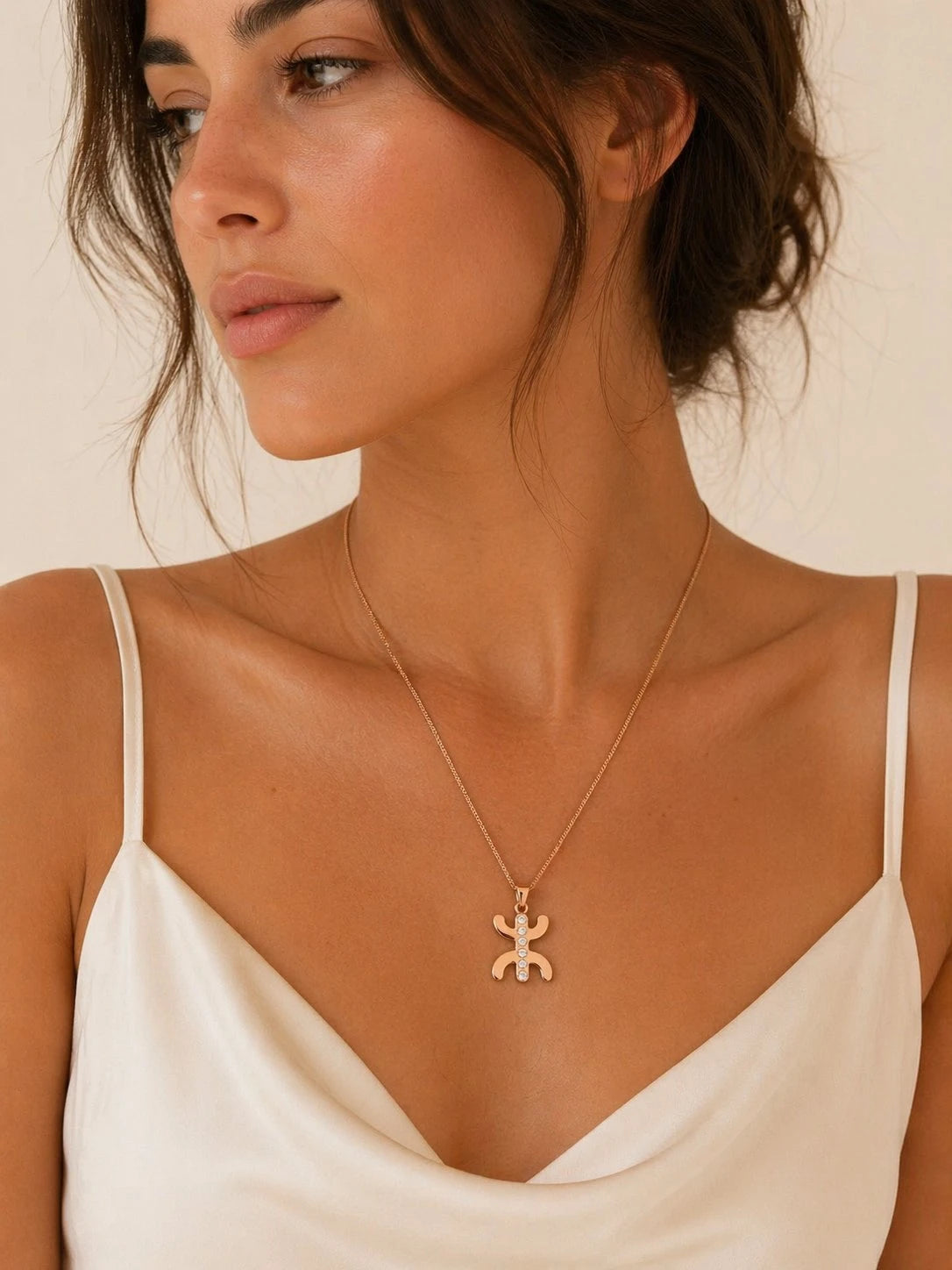 Zirel Gold-Plated Yaz Necklace – Encrusted Amazigh Symbol of Freedom
