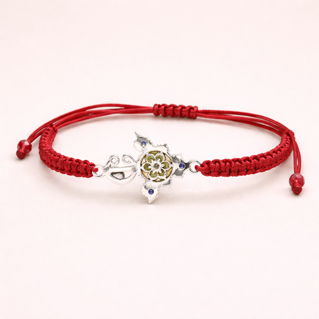 Zirzita adjustable cord bracelet with an artisan-crafted Moroccan silver Amazigh fibula charm.